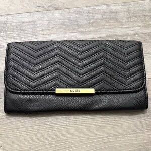 Guess Black Chevron Clutch Wallet